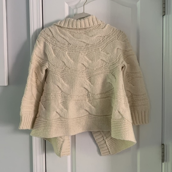 Loft Cardigan Wide Cable Knit Wool‎ Blend Open Front Ivory Size XS/S chunky - Picture 10 of 10